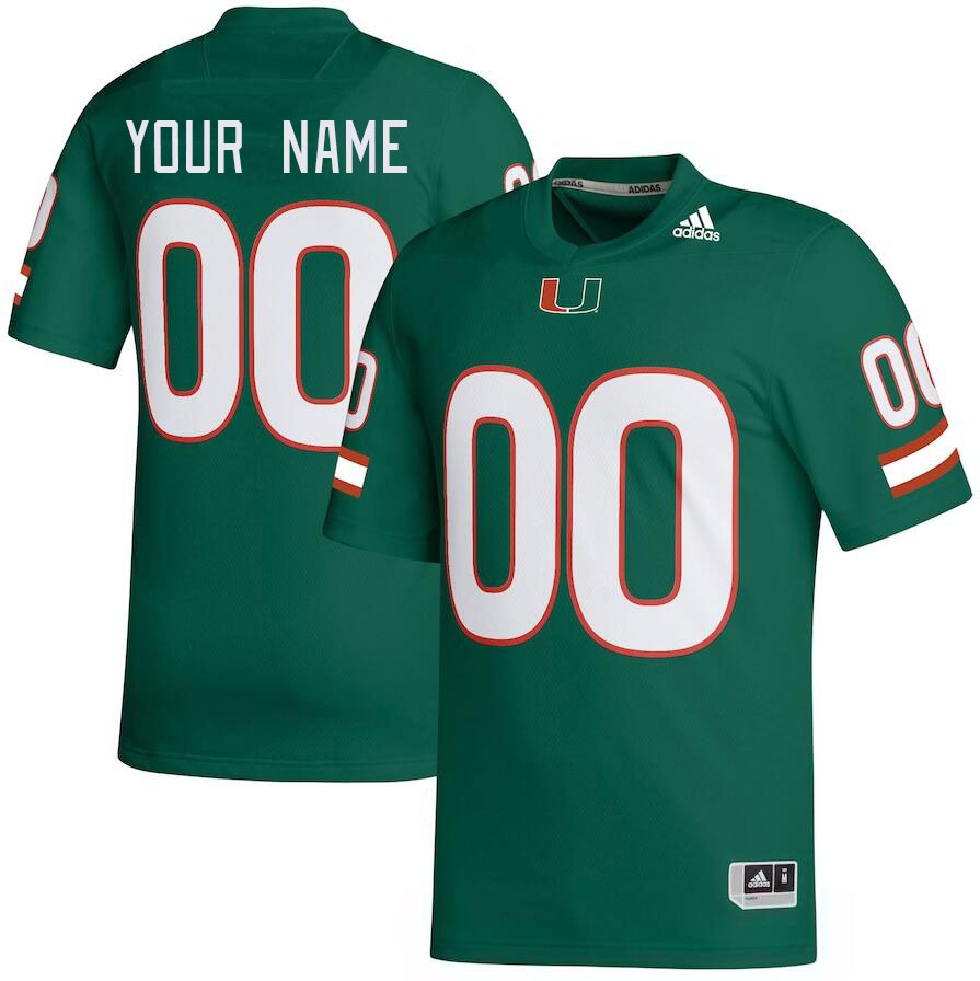 Custom Miami Hurricanes Name And Number College Football Jerseys Stitched-Green - Click Image to Close